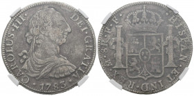 CARLOS III (1759-1788). 8 Reales (Ar. 27,00g/38mm)*. 1783. México FF. (Cal-2019-1124). MBC-. Procedente de El Cazador. Encapsulada por NGC. *Peso y me...