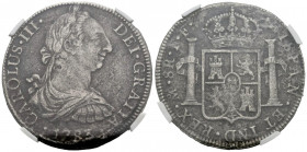 CARLOS III (1759-1788). 8 Reales (Ar. 27,00g/38mm)*. 1783. México FF. (Cal-2019-1124). MBC. Procedente de El Cazador. Encapsulada por NGC. *Peso y med...