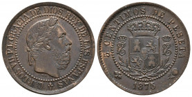 CARLOS VII, el Pretendiente (1868-1909). 5 Céntimos (Ae. 4,89g/25mm). 1875. Oñate. (Cal-2019-3). EBC. Reverso girado (20º aprox). Buen ejemplar.