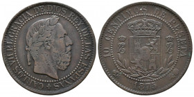 CARLOS VII, el Pretendiente (1868-1909). 10 Céntimos (Ae. 9,86g/30mm). 1875. Oñate. (Cal-2019-5). MBC.