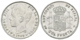 ALFONSO XIII (1885-1931). 1 Peseta. (Ar. 4,97g /23mm). 1900 *19-00. Madrid SMV. (Cal-2019-59). EBC-/MBC+. Marquitas.