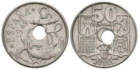 ESTADO ESPAÑOL (1936-1975). 50 Centimos (CuNi. 3,85g/20mm). 1949 *19-62. Madrid. (Cal-2019-27). EBC-. Agujero desplazado.