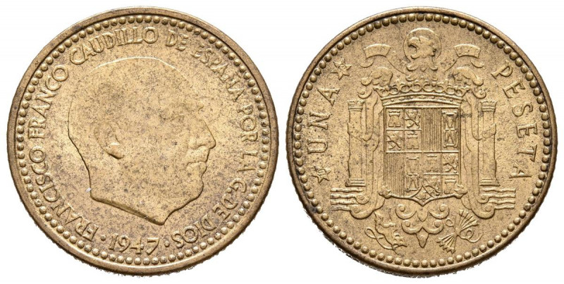 ESTADO ESPAÑOL (1939-1975). 1 peseta. (AlCu. 3.41g / 21mm). 1947 * 19-49. Madrid...