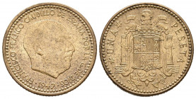 ESTADO ESPAÑOL (1939-1975). 1 peseta. (AlCu. 3.41g / 21mm). 1947 * 19-49. Madrid. (Cal-2019-48). SC-. Manchitas.