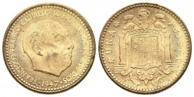 ESTADO ESPAÑOL (1939-1975). 1 Peseta. (Al-Ae. 3.24g /20mm). 1947 * 19-54. Madrid. (Cal-2019-54). SC-. Acuñación algo floja
