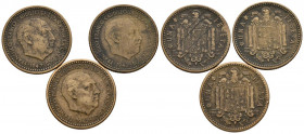 ESTADO ESPAÑOL. Conjunto de tres monedas de 1 Peseta de 1947 *56. MBC-. A EXAMINAR.