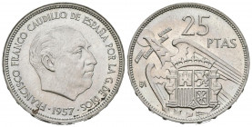 ESTADO ESPAÑOL (1939-1975). 25 Pesetas. (Ni. 8,54g /26mm). 1957 * BA. (Cal-2019-155). I Exposición Iberoamericana de Numismática y Medallística. SC....