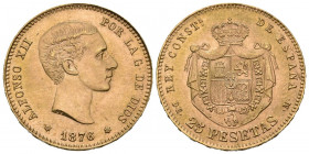 ESTADO ESPAÑOL. 25 Pesetas. (Au. 8,06g/24mm). 1876 *19-62. Madrid DEM. (Cal-2019-176). SC-. Restos de brillo original.
