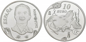 JUAN CARLOS I (1975-2014). 10 Euros. (Ar. 27,00g/40mm). 2004. FNMT. Centenario del Nacimiento de Dalí. PROOF. Presentada en estuche oficial con certif...