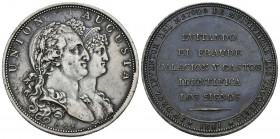 CARLOS IV (1788-1801). Método de acuñación Droz. (Bronce plateado. 26,03g/40mm). 1801. Grabador: M. González de Sepúlveda. (Vives 191). Anv: Busto lau...
