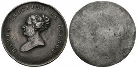 ISABEL II (1833-1868). Regreso de María Cristina de Borbón. (Metal blanco. 28,07g/51mm). 1844. Acuñada por la Diputación de Barcelona. Placa unifaz. ¿...