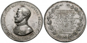 ISABEL II (1833-1868). Prim Marqués de los Castillejos. Guerra de África. (Calamina plateada. 69,03g/54mm). 1860. Barcelona. Grabador: Pomar. (Vives 8...