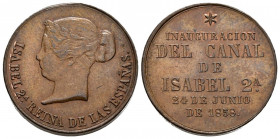 ISABEL II (1833-1868). Inauguración del Canal de Isabel II. (Ae. 7,55g/23mm). 24 de Junio de 1858. Madrid. (Vives 407). MBC+.