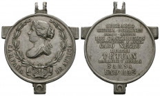 ISABEL II (1833-1868). Campaña de África. (Metal blanco. 24,44g/39mm). 1860. Medalla circular sobre cruz griega. (Pérez Guerra 725). MBC+. Falta coron...