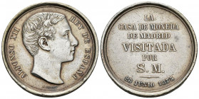 ALFONSO XII (1874-1885). Visita a la Casa de la Moneda. (Ar. 17,71g/33mm). 28 de junio de 1875. Madrid. Grabador: G. Sellan. (Vives 462 variación de m...