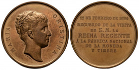 ALFONSO XIII (1885-1931). Visita de la Reina Regente María Cristina a la Fábrica Nacional de Moneda y Timbre. (Bronce dorado. 70,43g/50mm). 12 de Febr...
