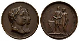 FRANCIA, Napoleón I. Medalla. (Ae. 2,64g/15mm). 1810. (Bramsen 956). Conmemoración del matrimonio de Napoleón I y María Luisa. EBC-. Bonito ejemplar....