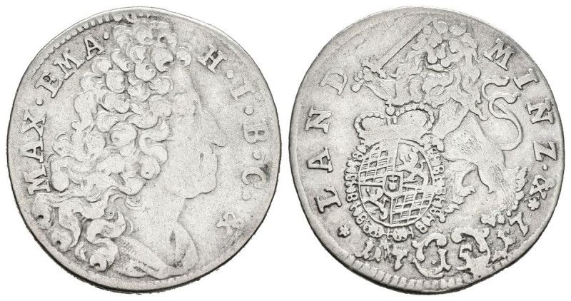 ALEMANIA. 15 Kreuzer (Ar. 3,07g/23mm). 1717. Electorado de Baviera. Estados Alem...