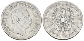ALEMANIA. 2 Mark (Ar. 10,80g/28mm). 1877. Darmstadt H. Imperio Alemán. (Km#269). MBC-.