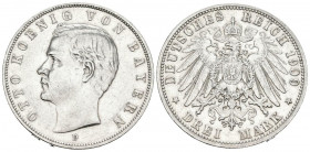 ALEMANIA. 3 Mark (Ar. 16,66g/33mm). 1909. Munich D. Imperio Alemán. Otón I. (Km#996). MBC+. Limpiada