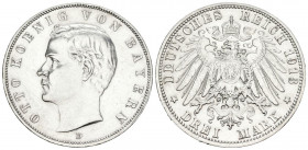 ALEMANIA. 3 Mark (Ar. 16,66g/33mm). 1913. Munich D. Imperio Alemán. Otón I. (Km#996). EBC-. Limpiada