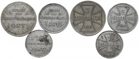 ALEMANIA. Conjunto de 3 monedas acuñadas durante la ocupación alemana de Rusia en la I Guerra Mundial. Valores de 1, 2 y 3 Kopek. 1916. Berlín. (Km#21...