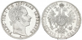 AUSTRIA. 1 Florín (Ar. 12,30g/29mm). 1859. Francisco José I. Viena A. (Km#2219). EBC. Marquitas de limpieza.