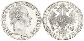 AUSTRIA. 1 Florín (Ar. 12,31g/29mm). 1861. Francisco José I. Viena A. (Km#2219). EBC. Limpiada.