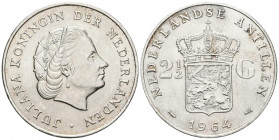 ANTILLAS HOLANDESAS. 2 1/2 Gulden (Ar.24.97g /38mm). 1964. Juliana. (Km#7). EBC.