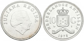 ANTILLAS HOLANDESAS. 10 Gulden (Ar.25,14g /38mm). 1978. Juliana. (Km#20). EBC.