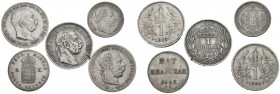 AUSTRIA-HUNGRÍA. Interesante conjunto compuesto por 5 monedas de plata acuñadas entre 1849 y 1915. Diferentes módulos y estados de conservación. A EXA...