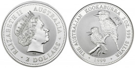 AUSTRALIA. 2 Dollars (Ar. 62,80g/49mm). 1999. Perth. Kookaburra. (Km#445). PROOF. En cápsula original.
