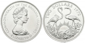 BAHAMAS. 2 Dollars (Ar. 29,17g/40mm). 1972. Isabel II. (Km#23). PROOF.