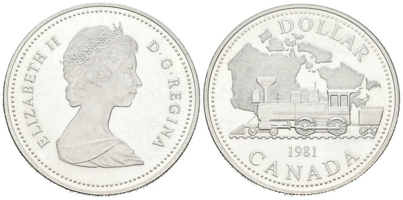 CANADA. 1 Dollar (Ar. 23,65g/36mm). 1981. Centenario del Ferrocarril Trans-Canad...