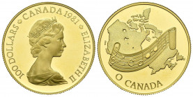 CANADA. 100 Dollars (Au. 16,93g/27mm). 1981. Himno Nacional. (Km#131). Proof. Extraordinaria conservación.