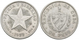 CUBA. 1 Peso (Ar. 26.66g/38mm). 1933. (Km#15.2). MBC+