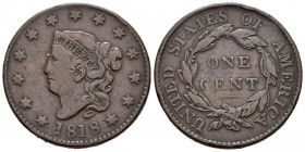 ESTADOS UNIDOS. 1 Large Cents (Ae. 10,54g/28mm). 1818. Philadelphia. (Km#45). MBC-.