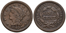 ESTADOS UNIDOS. 1 Large Cents (Ae. 10,30g/28mm). 1847. Philadelphia. (Km#67). MBC.