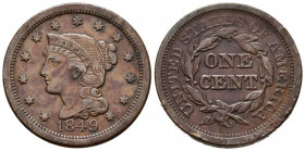 ESTADOS UNIDOS. 1 Large Cents (Ae. 11,08g/28mm). 1849. Philadelphia. (Km#67). MBC+. Precioso ejemplar