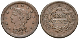 ESTADOS UNIDOS. 1 Large Cents (Ae. 10,53g/28mm). 1850. Philadelphia. (Km#67). MBC+.