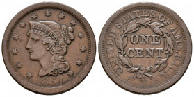 ESTADOS UNIDOS. 1 Large Cents (Ae. 10,34g/28mm). 1854. Philadelphia. (Km#67). MBC+.