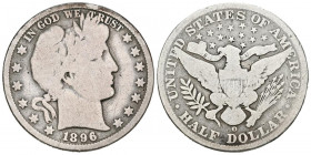 ESTADOS UNIDOS. 1/2 Dollar (Ar. 11,51g/30mm). 1896. Nueva Orleans. O. Tipo Barber. (Km#116). BC. Escasa.