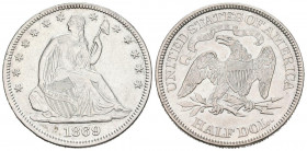 ESTADOS UNIDOS. 1/2 Dollar. (Ar. 12,43g/31mm). 1869. (Km#99). MBC+.