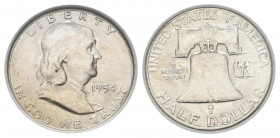 ESTADOS UNIDOS. 1/2 Dollar (Ar.12,50g/31mm)*. 1954. San Francisco S. (Km#199). MS 66. Encapsulado por NNC. * Peso y medidas teóricos.