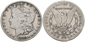 ESTADOS UNIDOS. 1 Dollar (Ar. 26,34g/38mm). 1880. Carson City. CC. (Km#110). MBC-. Muy escasa.