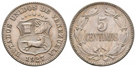 ESTADOS UNIDOS DE VENEZUELA. 5 Céntimos. (CuNi. 2,25g/19mm). 1927. Philadelphia. (Km#Y27). SC-.