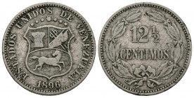 ESTADOS UNIDOS DE VENEZUELA. 12 1/2 Céntimos. (CuNi. 4,94g/23mm). 1896. Berlín. (KM#28). MBC.