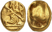 GRIECHISCHE MÜNZEN. ACHAIMENIDENREICH. Zeit von Artaxerxes I. bis Dareios III., 450 - 330 v. Chr. 
Ein weiteres, ähnliches Exemplar.
Gold 8,33 g ss+...