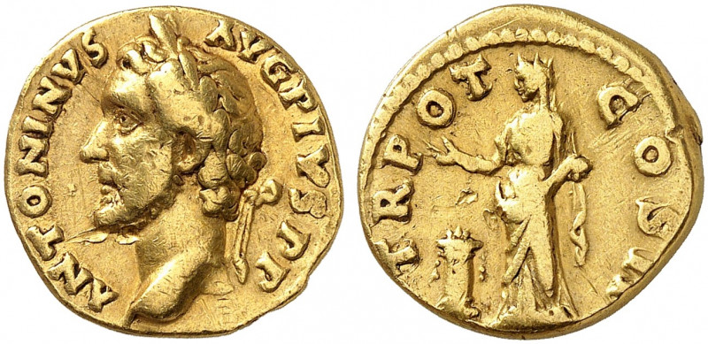 RÖMISCHE MÜNZEN. RÖMISCHE KAISERZEIT. Antoninus Pius, 138 - 161. 
Aureus. Kopf ...