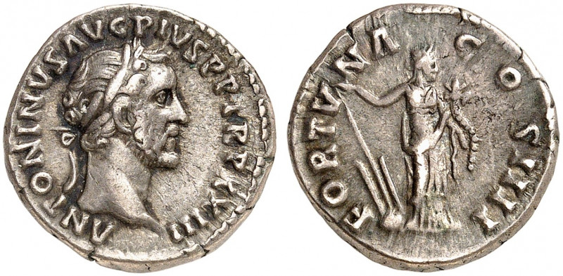 RÖMISCHE MÜNZEN. RÖMISCHE KAISERZEIT. Antoninus Pius, 138 - 161. 
Denar. Rev. S...